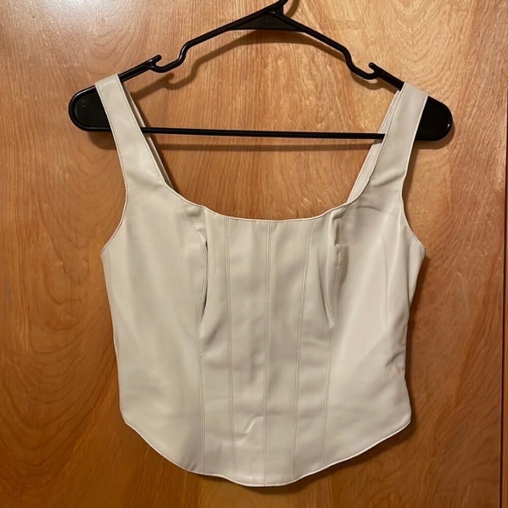 Abercrombie & Fitch Vegan Leather Corset Crop Top